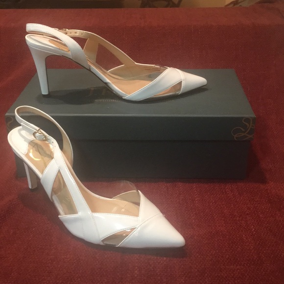 J.Renee’ White Slingback Patent/Vinyl Heels - Picture 3 of 8